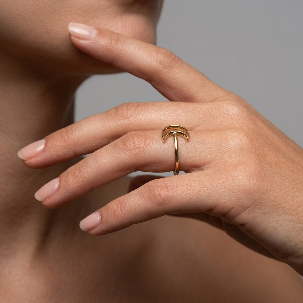 Ayla limited edition gold ring worn on hand