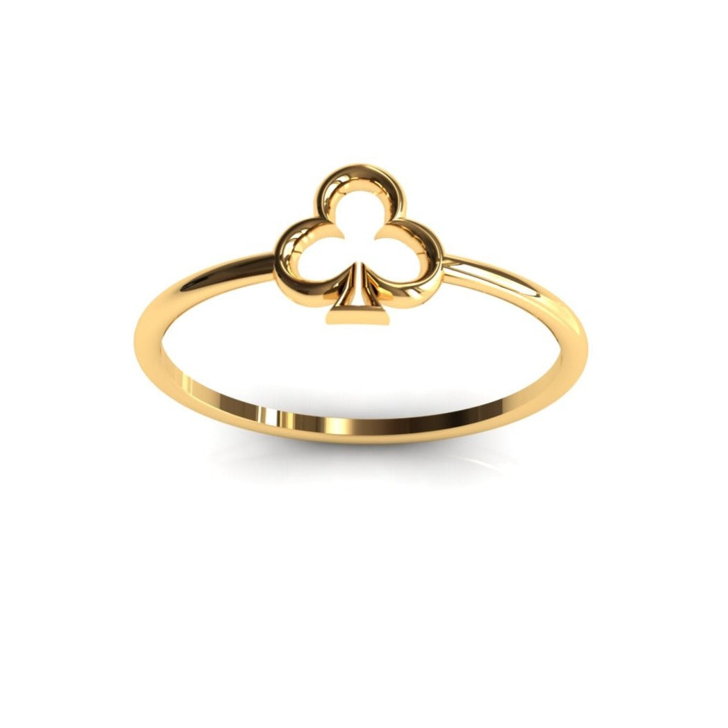 14k gold clubs ring, detail shot