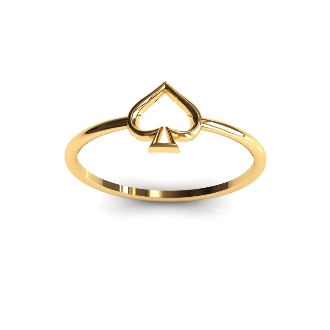 14k gold spade ring, detail shot
