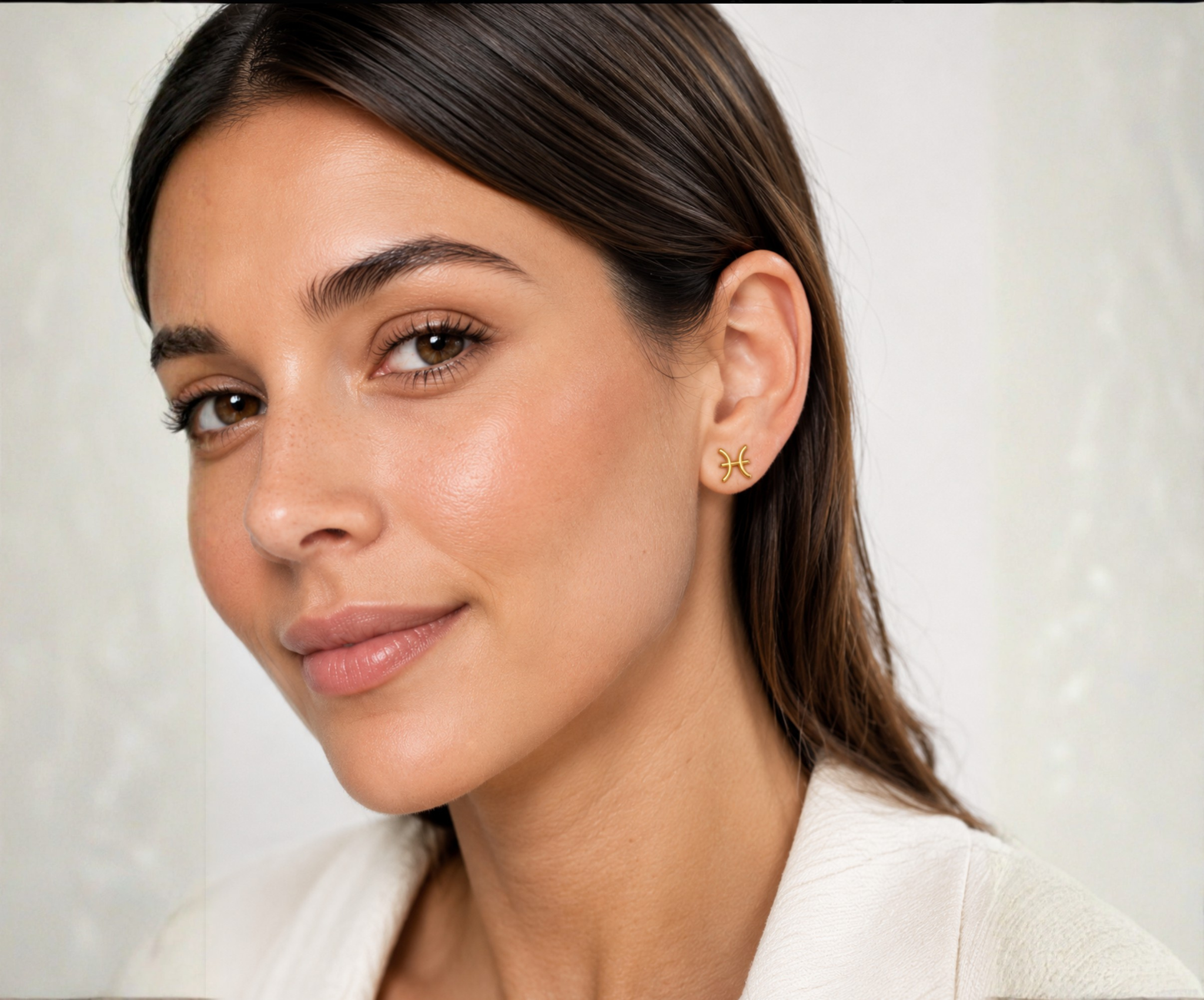 Pisces earring 14 karat gold , waterproof real gold