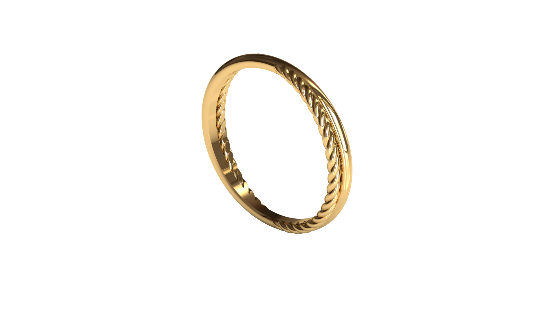 the Royal Embrace Ring, a stunning jewelry piece featuring two intricately intertwined bands - a classic gold band and a trendy rope band.