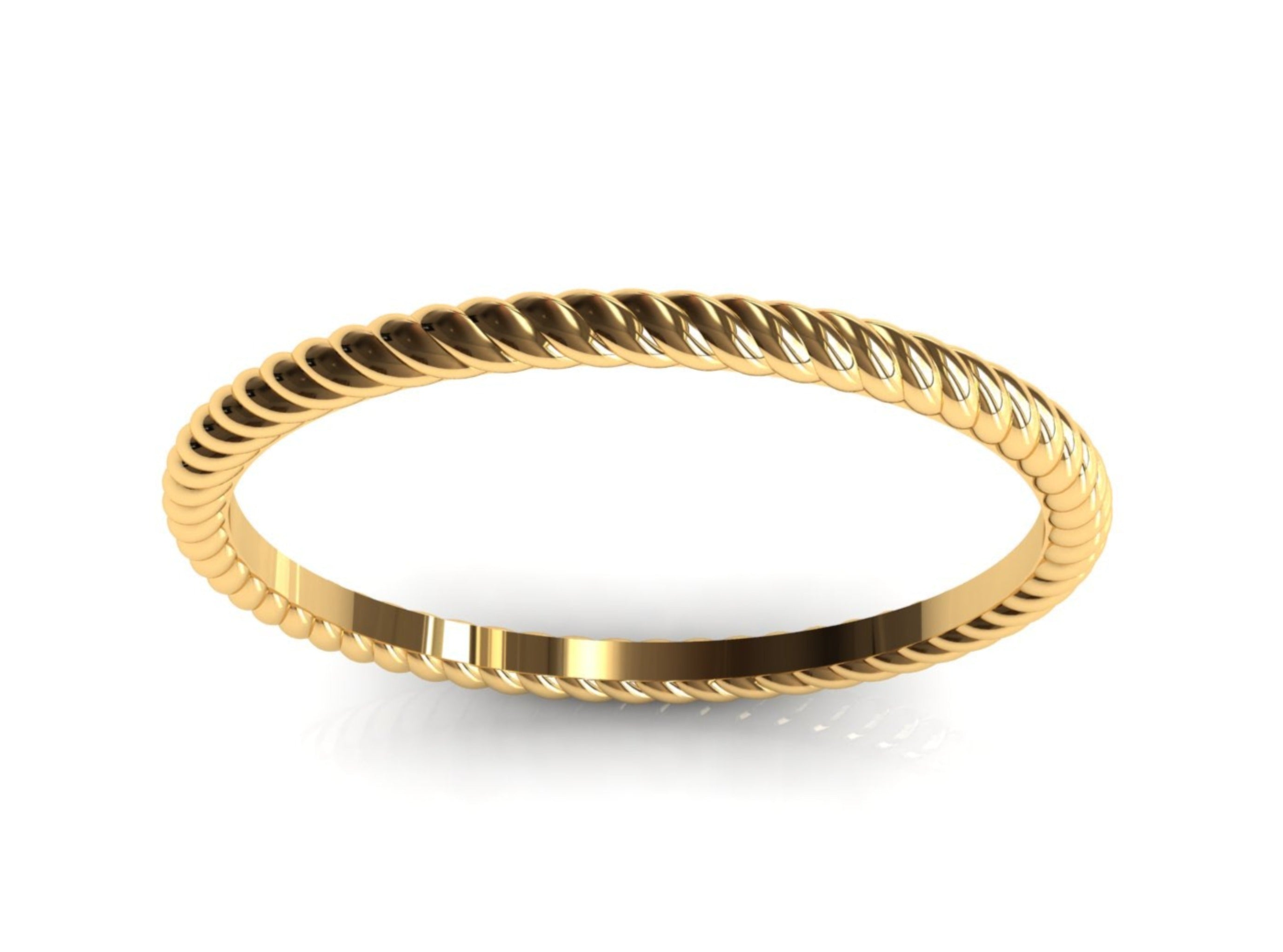 14k gold rope-knot ring, side detail on hand