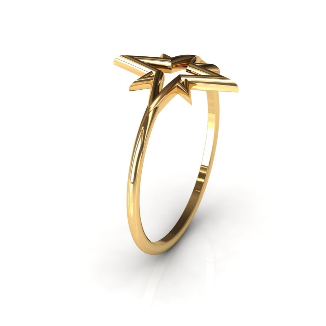 Handcrafted 14K Gold Star Ring - Stellar Essence Collection