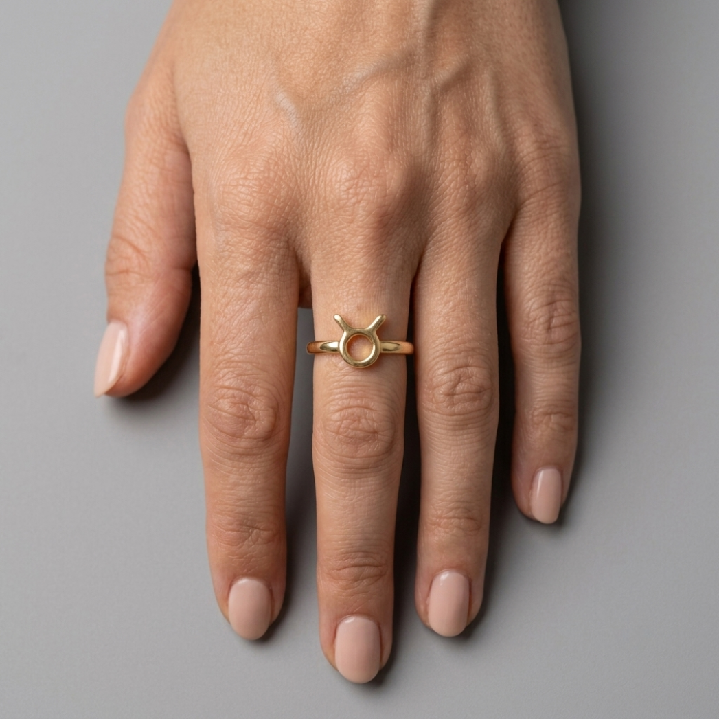 Size and proportion of the 14k gold Taurus ring - Starsky XII