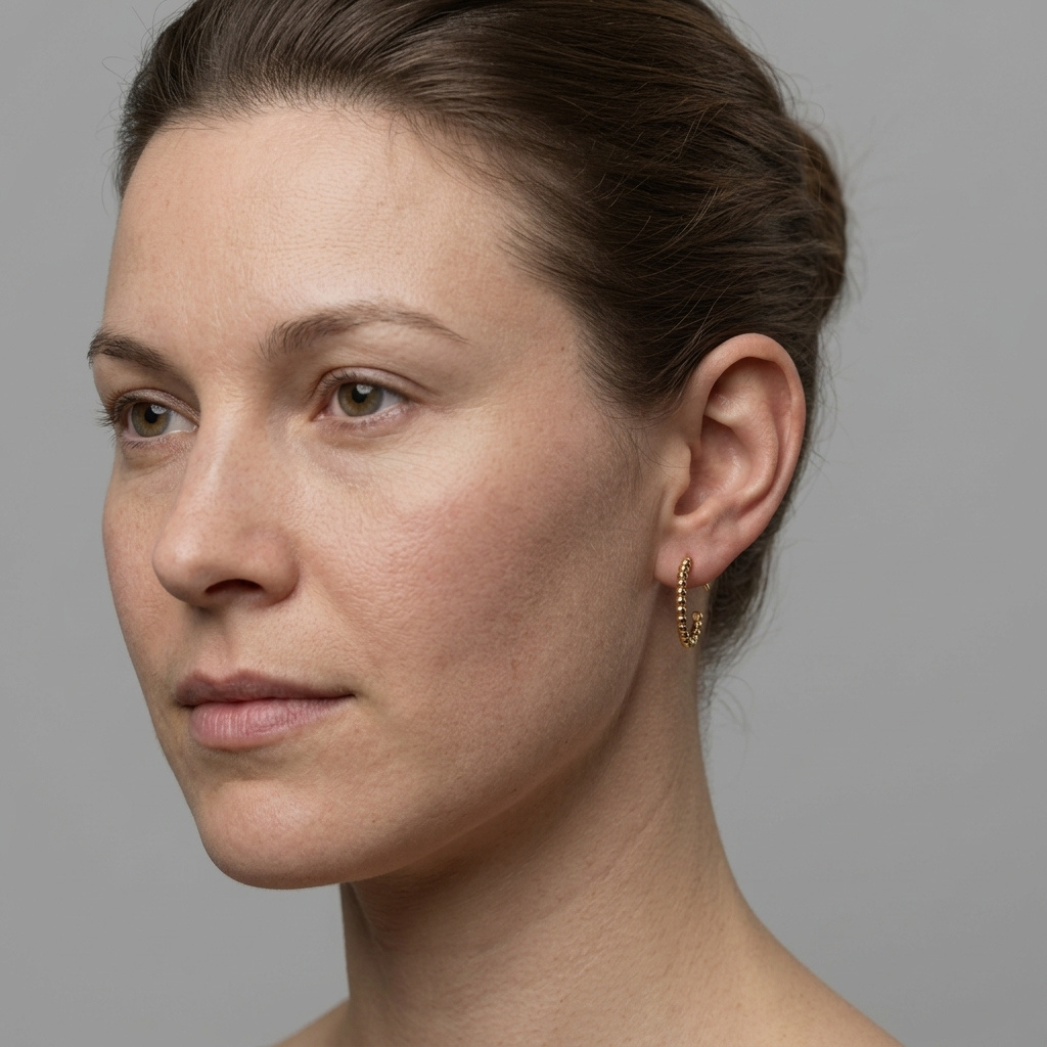 The Aura Pearl Hoops placed near the water, emphasizing the waterproof and ocean-proof quality of Vampa jewelry.