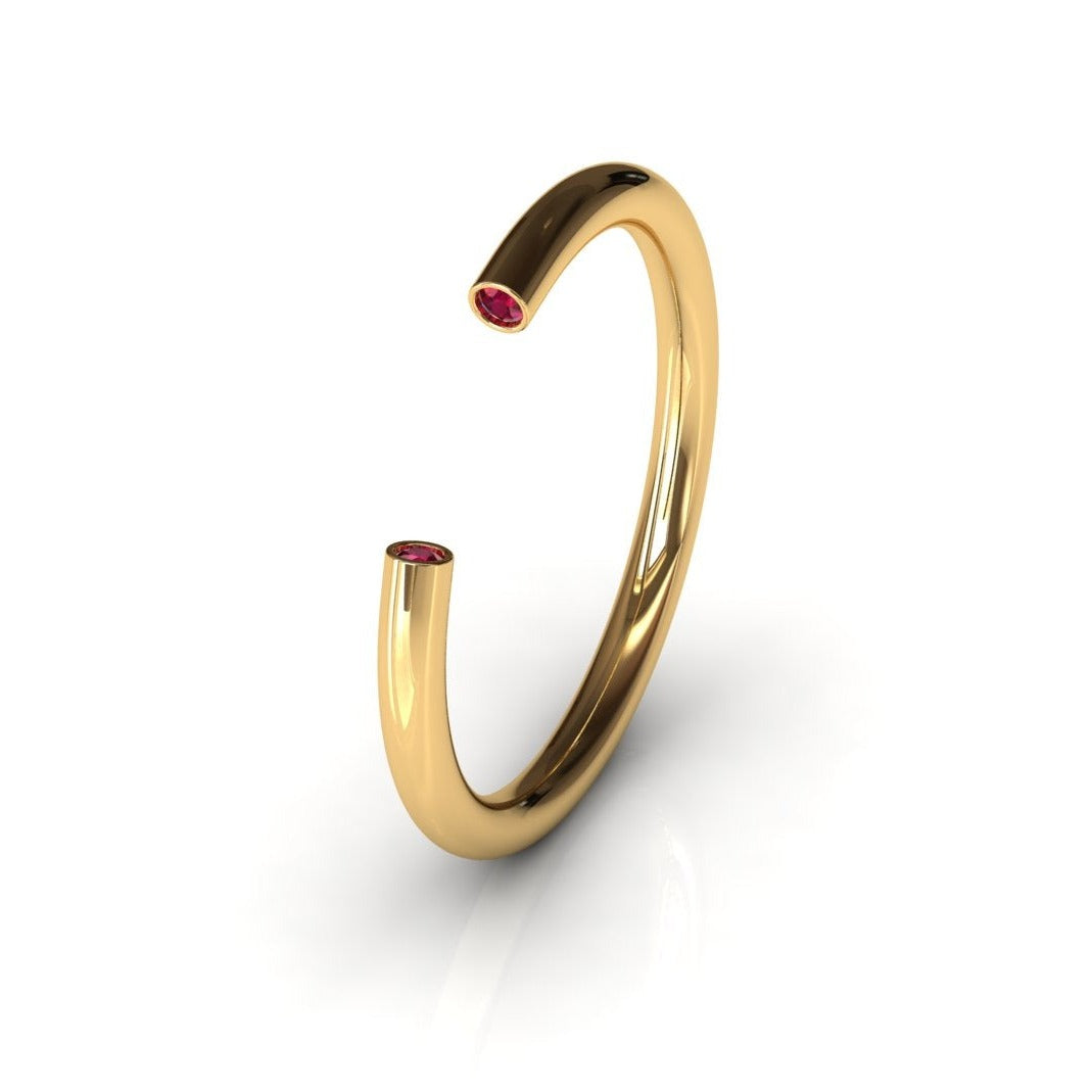 golden open ruby ring